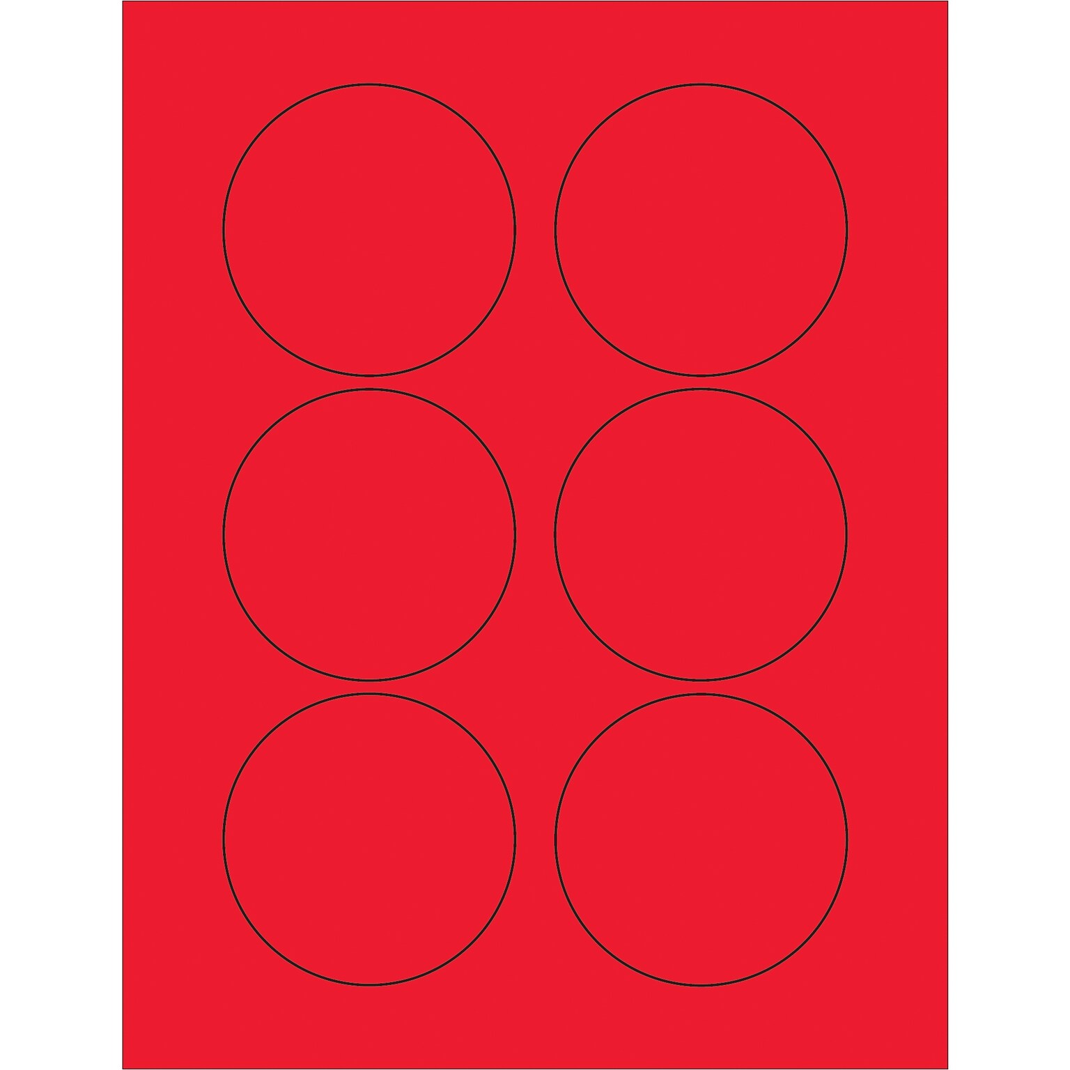 Tape Logic Fluorescent Circle Laser Labels, 3, Fluorescent Red, 600/Case (LL195RD)