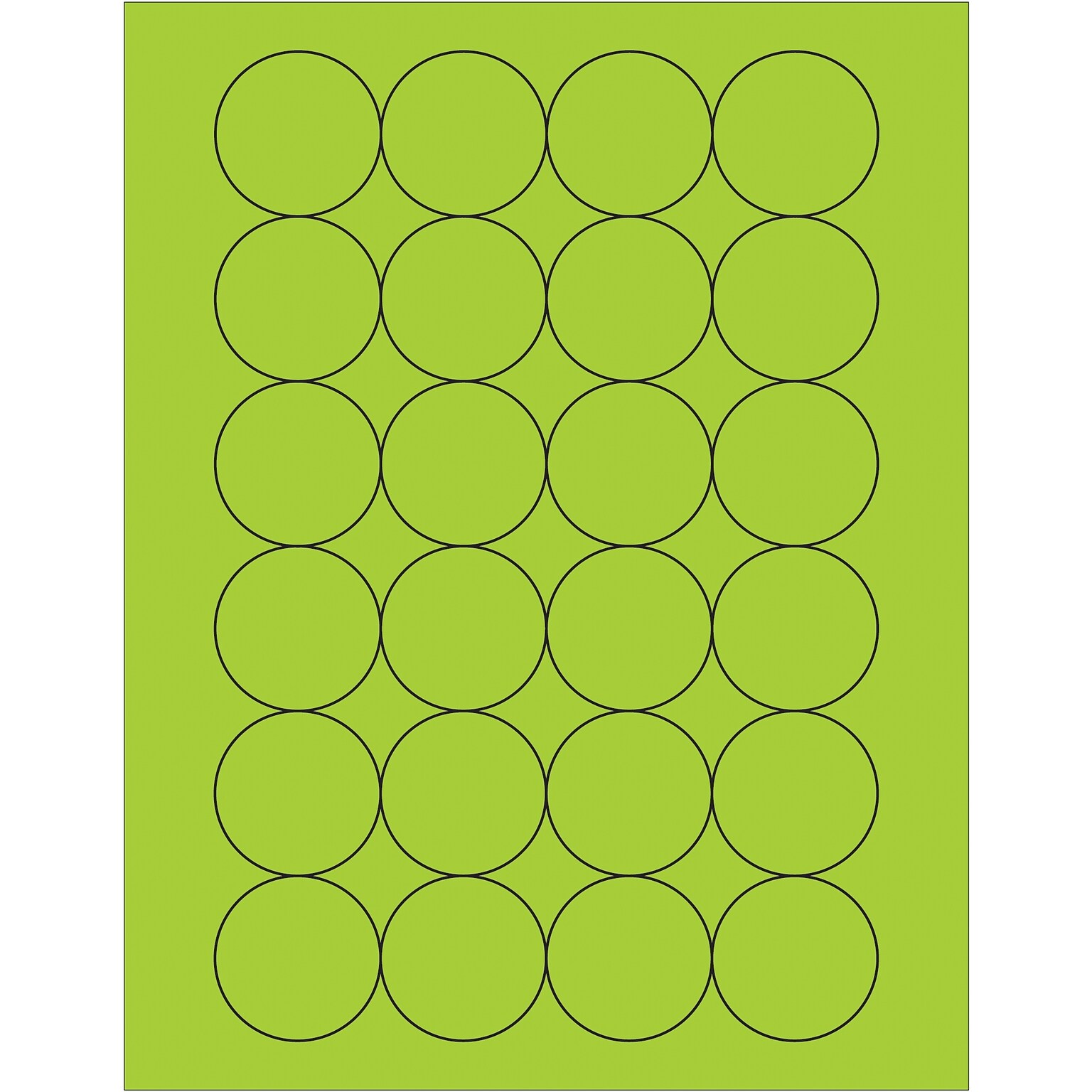Tape Logic Fluorescent Circle Laser Labels, 1 2/3, Fluorescent Green, 2400/Case (LL196GN)