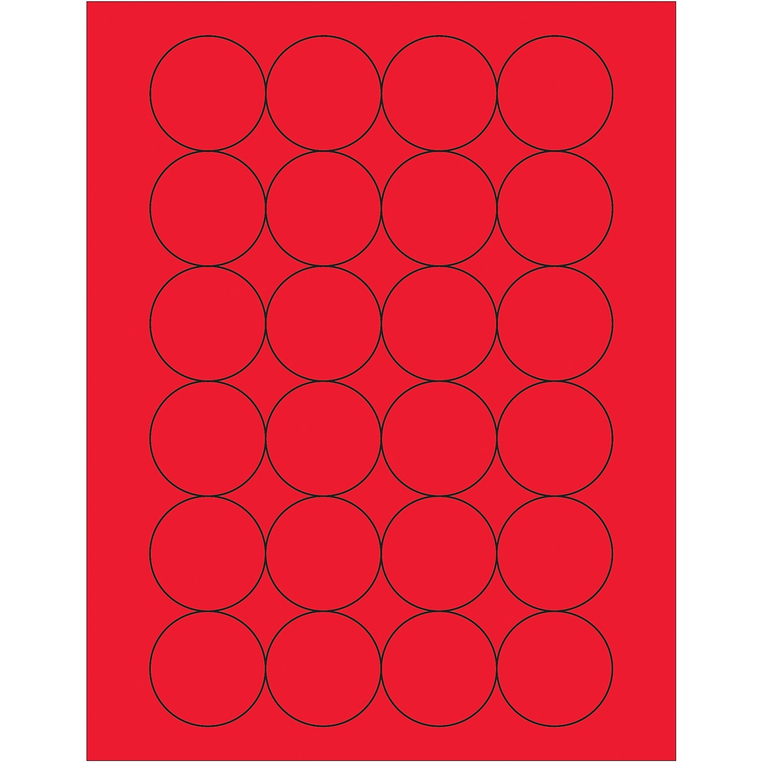 Tape Logic Fluorescent Circle Laser Labels, 1 2/3, Fluorescent Red, 2400/Case (LL196RD)