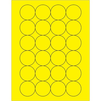 Tape Logic Fluorescent Circle Laser Labels, 1 2/3, Fluorescent Yellow, 2400/Case (LL196YE)