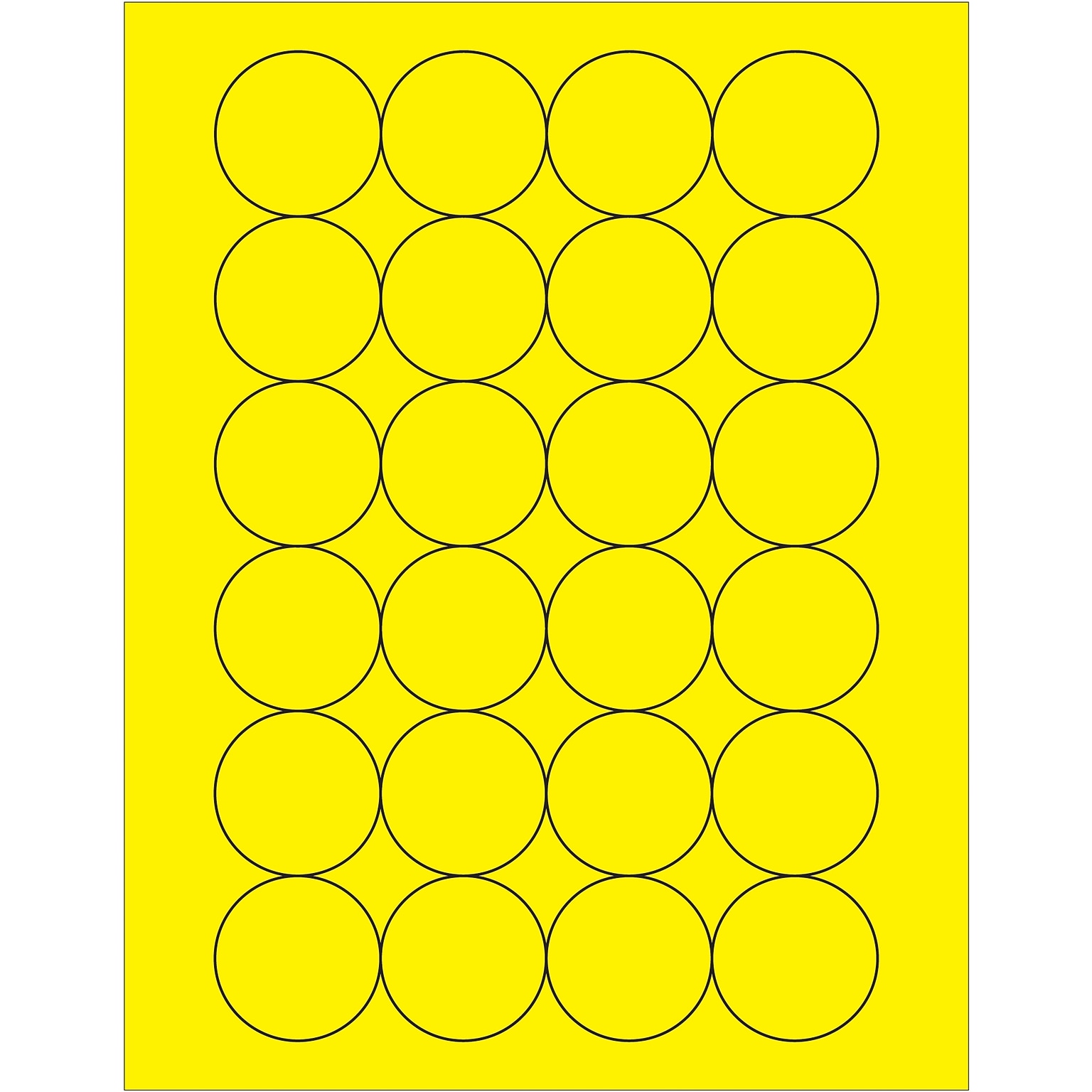 Tape Logic Fluorescent Circle Laser Labels, 1 2/3, Fluorescent Yellow, 2400/Case (LL196YE)