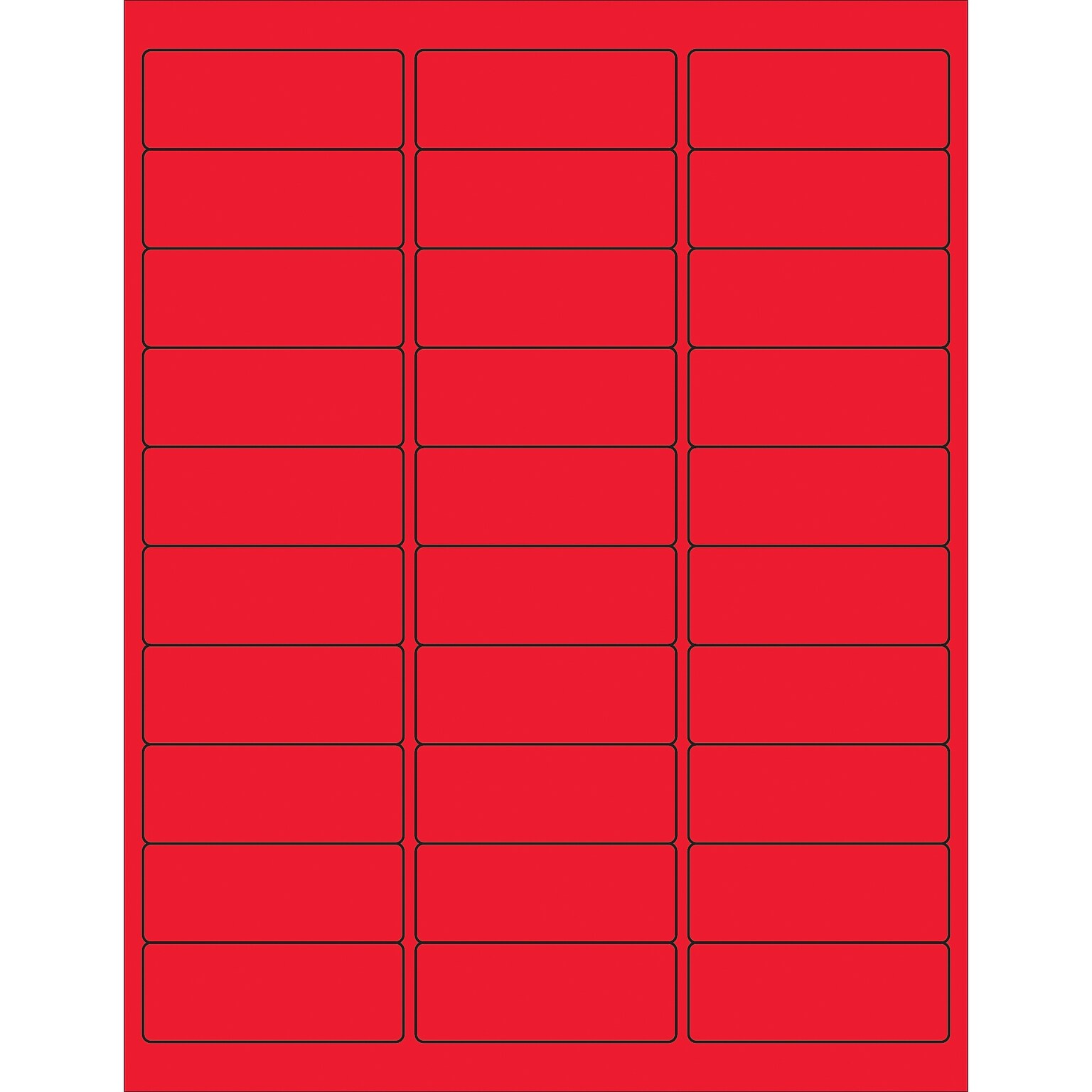 Tape Logic® Removable Rectangle Laser Labels, 2 5/8 x 1, Fluorescent Red, 3000/Case (LL405RD)