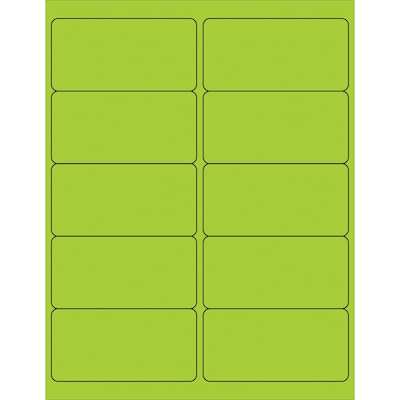Tape Logic® Removable Rectangle Laser Labels, 4 x 2, Fluorescent Green, 1000/Case (LL410GN)