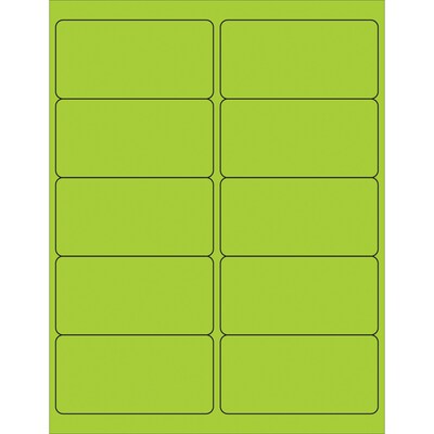 Tape Logic® Removable Rectangle Laser Labels, 4 x 2, Fluorescent Green, 1000/Case (LL410GN)