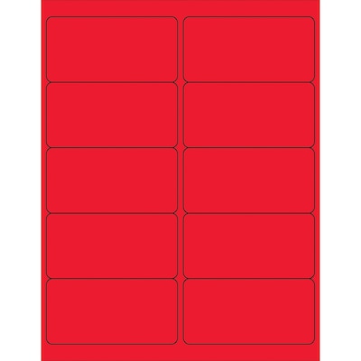 Tape Logic® Removable Rectangle Laser Labels, 4 x 2, Fluorescent Red, 1000/Case (LL410RD)