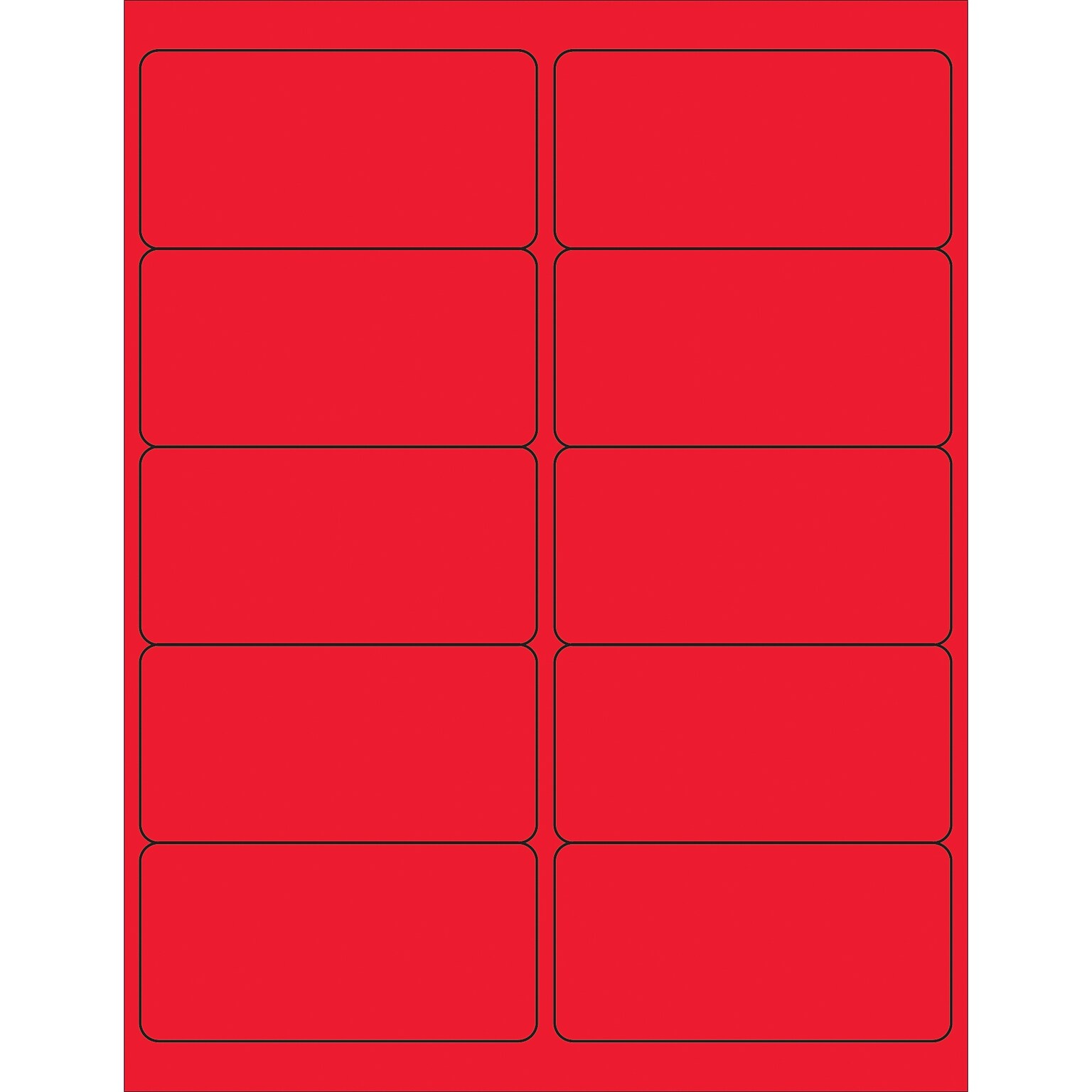 Tape Logic® Removable Rectangle Laser Labels, 4 x 2, Fluorescent Red, 1000/Case (LL410RD)