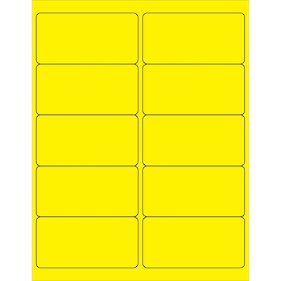 Tape Logic® Removable Rectangle Laser Labels, 4 x 2, Fluorescent Yellow, 1000/Case (LL410YE)