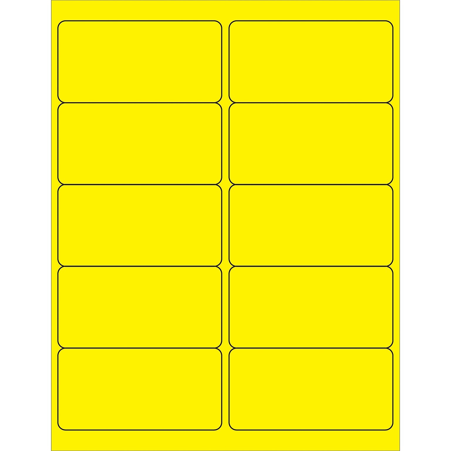 Tape Logic® Removable Rectangle Laser Labels, 4 x 2, Fluorescent Yellow, 1000/Case (LL410YE)