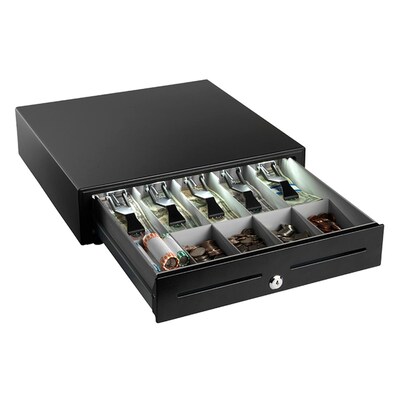 PayVue 16 Illuminated Cash Drawer, 10 Compartments, Black (225L1616104)