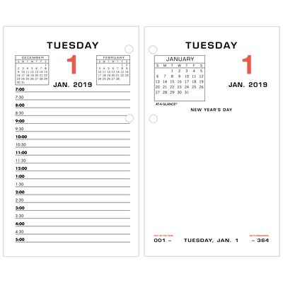 2019 AT-A-GLANCE® Daily Loose-Leaf Desk Calendar Refill, 12 Months, January Start, 3 1/2 x 6 (E017-50-19)
