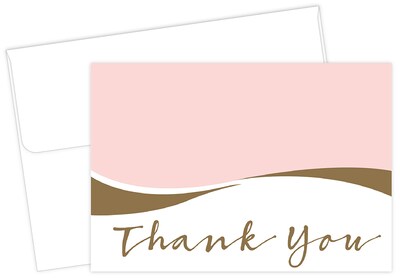 Masterpiece Studios Great Papers!® Pink Caress with Gold Metallic Foil Thank You Note Card, 4.875"H x 3.35"W, 50 count (2017056)