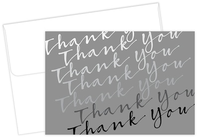 Masterpiece Studios Great Papers!® Cursive with Metallic Silver  Thank You Note Card, 4.875H x 3.35