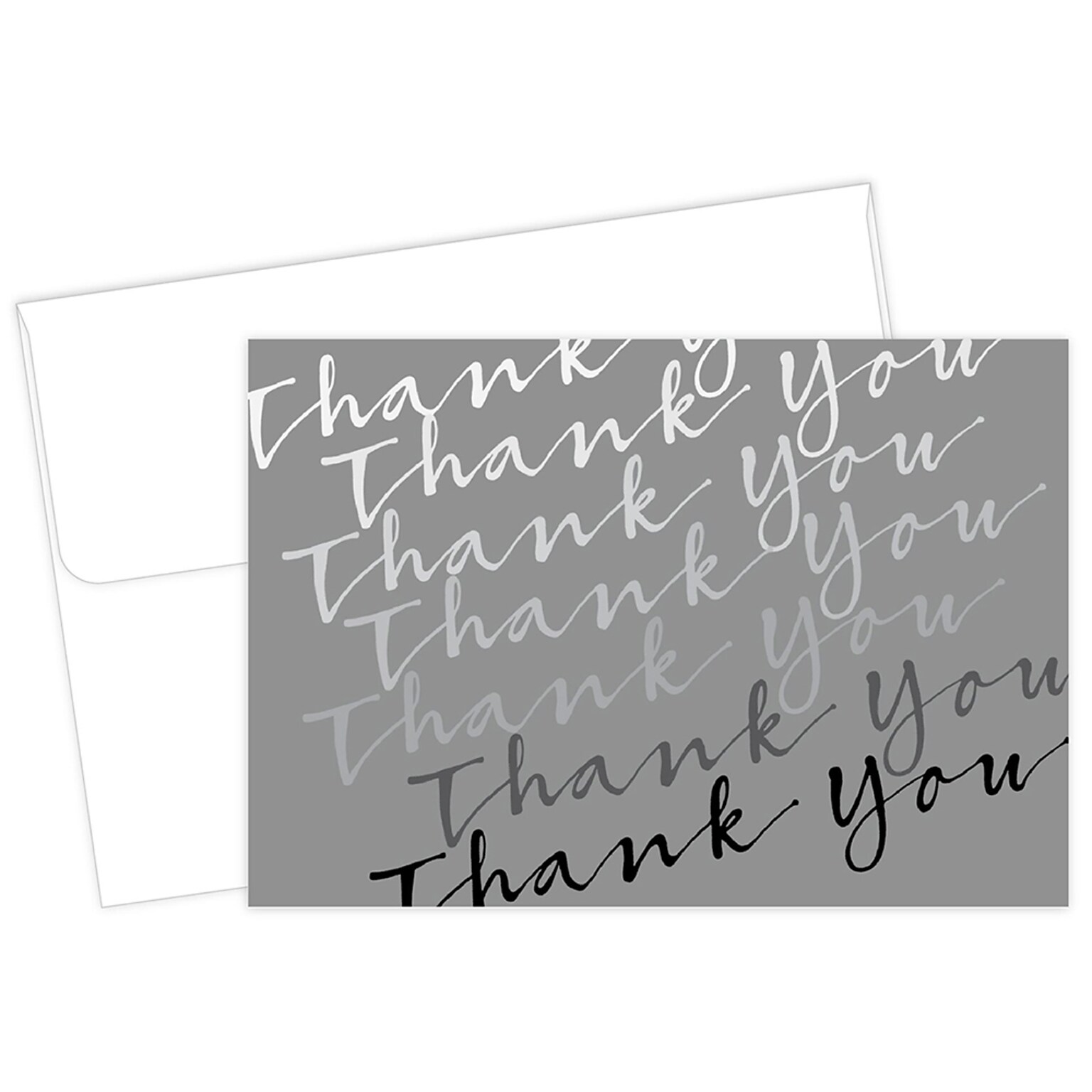 Masterpiece Studios Great Papers!® Cursive with Metallic Silver  Thank You Note Card, 4.875H x 3.35W, 50 count (2017053)