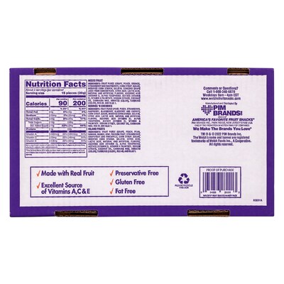 Welch's Gluten Free Mixed Fruit Snacks Variety Pack, 2.25 oz., 20/Pack (220-02253)