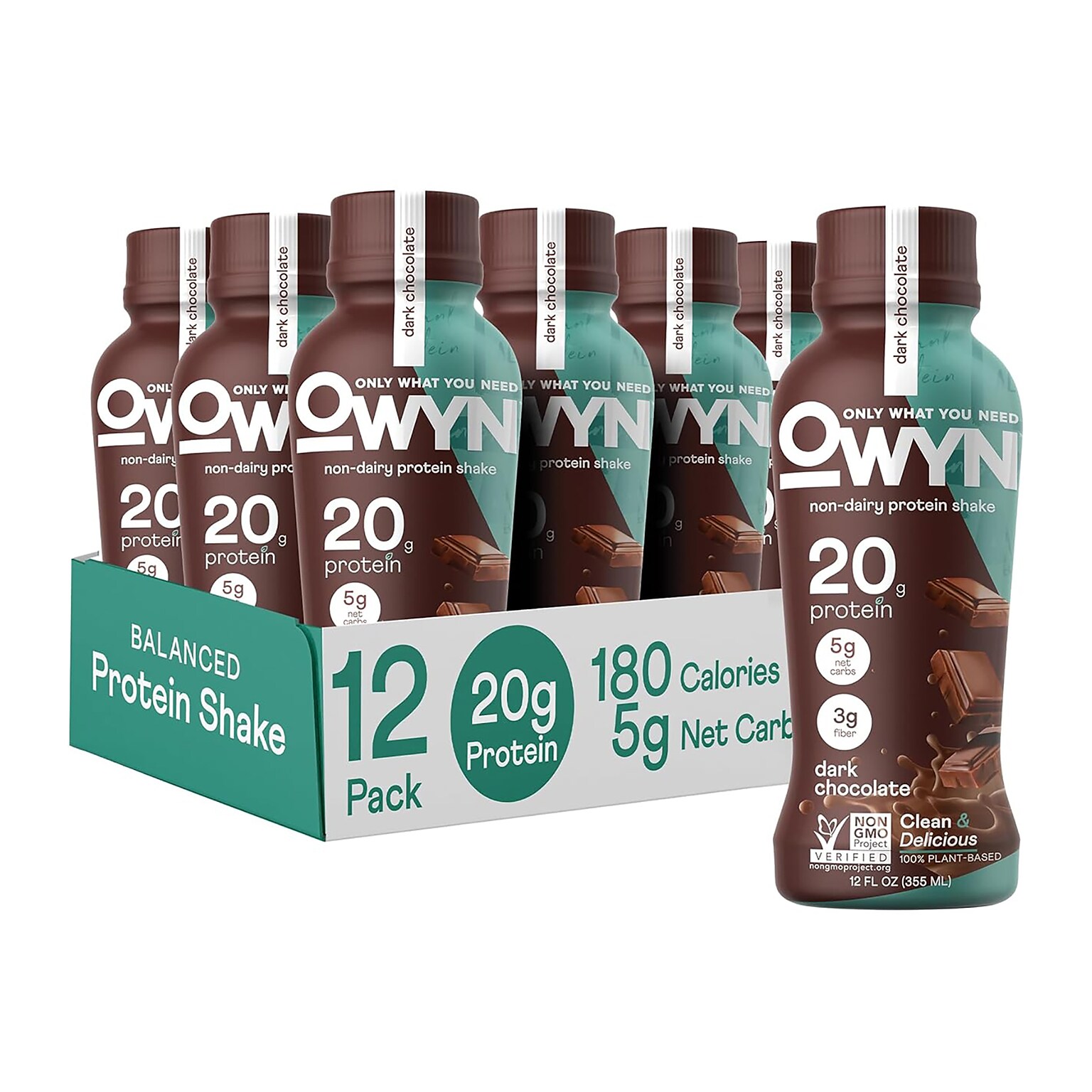 OWYN Dark Chocolate Protein Drink, 12 oz, 12/Pack (382-00001)