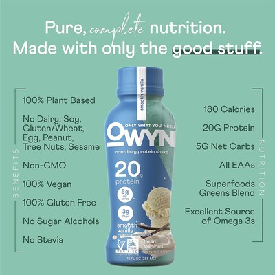 OWYN Smooth Vanilla Protein Drink, 12 oz, 12/Pack (382-00002)