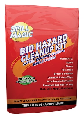 Acme United Spill Magic 8 Piece Biohazard Cleanup Kit, 4/Carton (SM-BIOHAZARD)