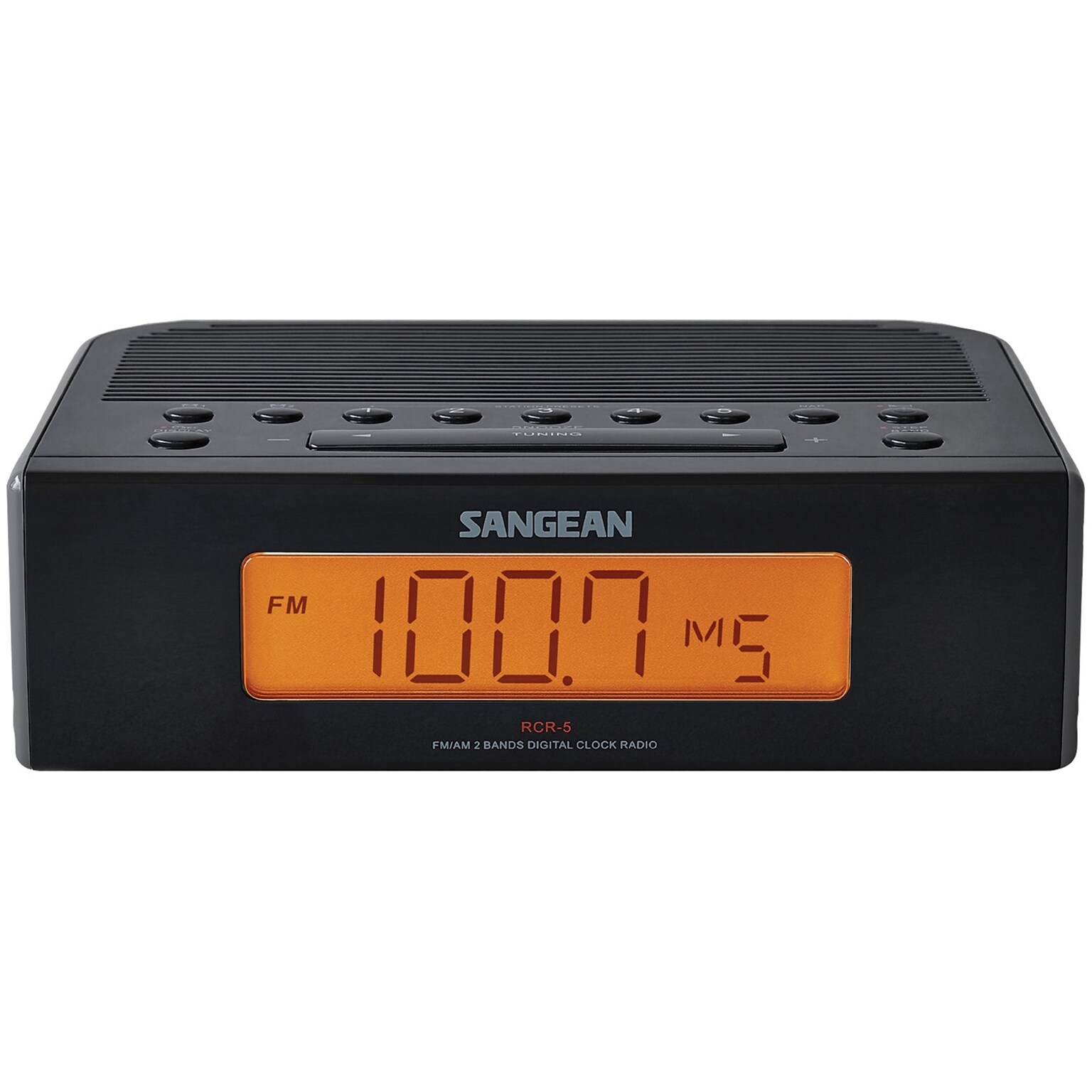 Sangean RCR-5BK AM/FM Digital Tuning Clock Radio, Black (SNGRCR5BK)