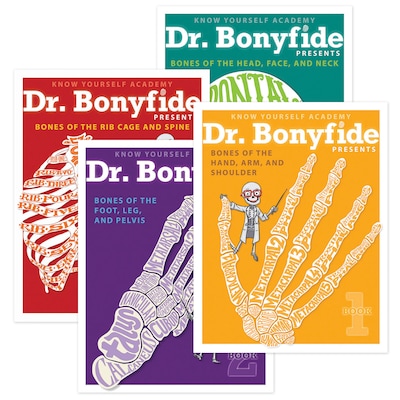 Know Yourself 206 Bones of the Human Body by Dr. Bonyfide, 4 Book Set  (KWYDRB4BB)