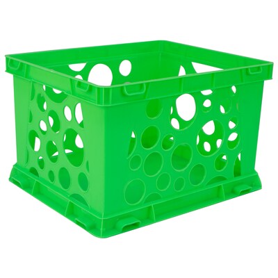 Storex Mini Crate School, 9L x 7.75W x 6H, Green, Set of 6 (STX61493U24C)