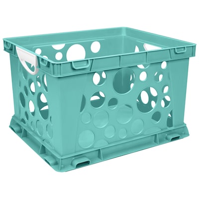 Storex Premium File Crate with Handles, 17.25 x 14.25 x 10.5, Teal (STX71108U06C)