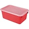 Storex Small Cubby Bin with Cover, 12.2 x 7.8 x 5.1, Red, Set of 3 (STX62407U06C)