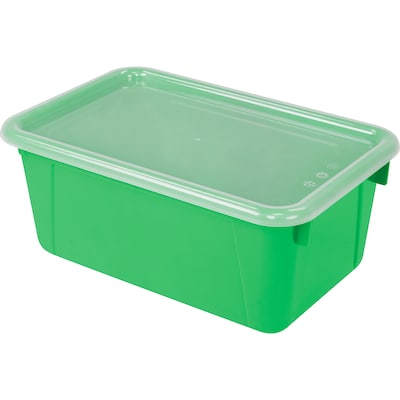 Storex Small Cubby Bin with Cover, 12.2 x 7.8 x 5.1, Green, Set of 3 (STX62409U06C)