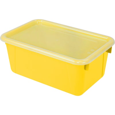 Storex Small Cubby Bin with Cover, 12.2 x 7.8 x 5.1, Yellow, Set of 3 (STX62410U06C)