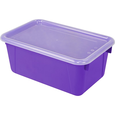 Storex Small Cubby Bin with Cover, 12.2 x 7.8 x 5.1, Purple, Set of 3 (STX62411U06C)