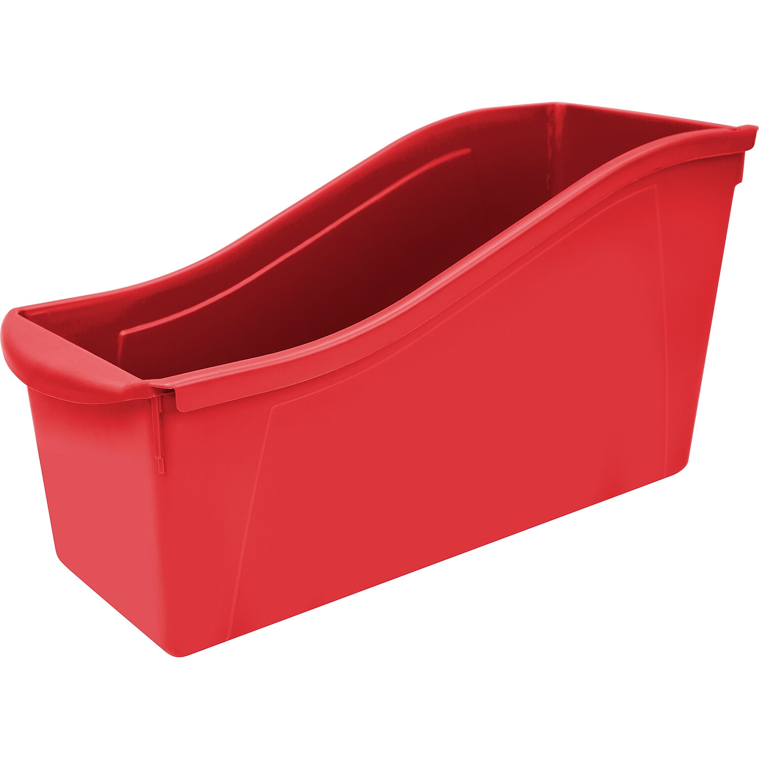 Storex Large Book Bin, 14.3L x 5.3W x 7H, Red, Set of 6 (STX71102U06C)