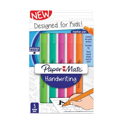 UPC 071641138308 product image for Paper Mate Handwriting Felt Pen, Medium Point, Black Ink, 5/Pack (2017526) | Qui | upcitemdb.com