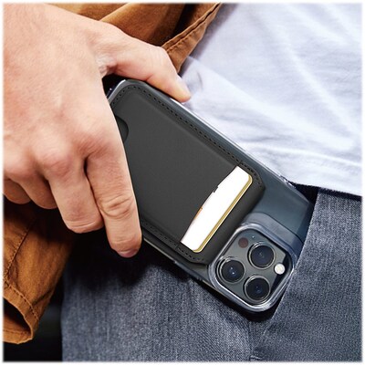 SaharaCase Genuine Leather Wallet Case with Magsafe for Apple iPhone, Black (CP00486)