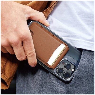 SaharaCase Genuine Leather Wallet Case with Magsafe for Apple iPhone, Brown (CP00487)