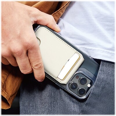 SaharaCase Genuine Leather Wallet Case with Magsafe for Apple iPhone, White (CP00488)