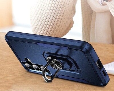 SaharaCase ArmorPro Kickstand Rugged Case for Samsung Galaxy S24, Shock Absorbing, Navy Blue (CP00532)