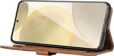 SaharaCase Genuine Leather Folio Wallet for Samsung Galaxy S24, Shock Absorbing, Brown (CP00535)