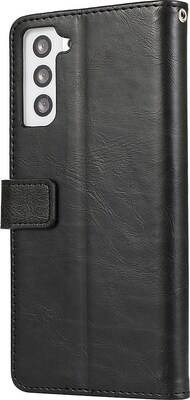SaharaCase Genuine Leather Folio Wallet for Samsung Galaxy S24+, Shock Absorbing, Black (CP00541)