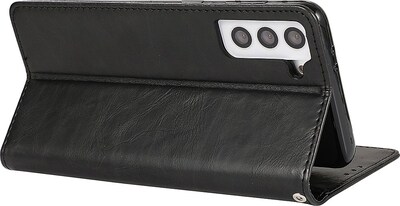 SaharaCase Genuine Leather Folio Wallet for Samsung Galaxy S24+, Shock Absorbing, Black (CP00541)