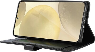 SaharaCase Genuine Leather Folio Wallet for Samsung Galaxy S24+, Shock Absorbing, Black (CP00541)