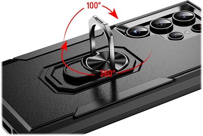 SaharaCase ArmorPro Kickstand Rugged Case for Samsung Galaxy S24 Ultra, Shock Absorbing, Scorpion Black (CP00545)