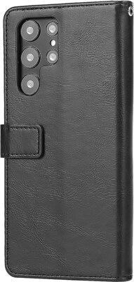 SaharaCase Genuine Leather Folio Wallet for Samsung Galaxy S24 Ultra, Shock Absorbing, Black (CP00548)