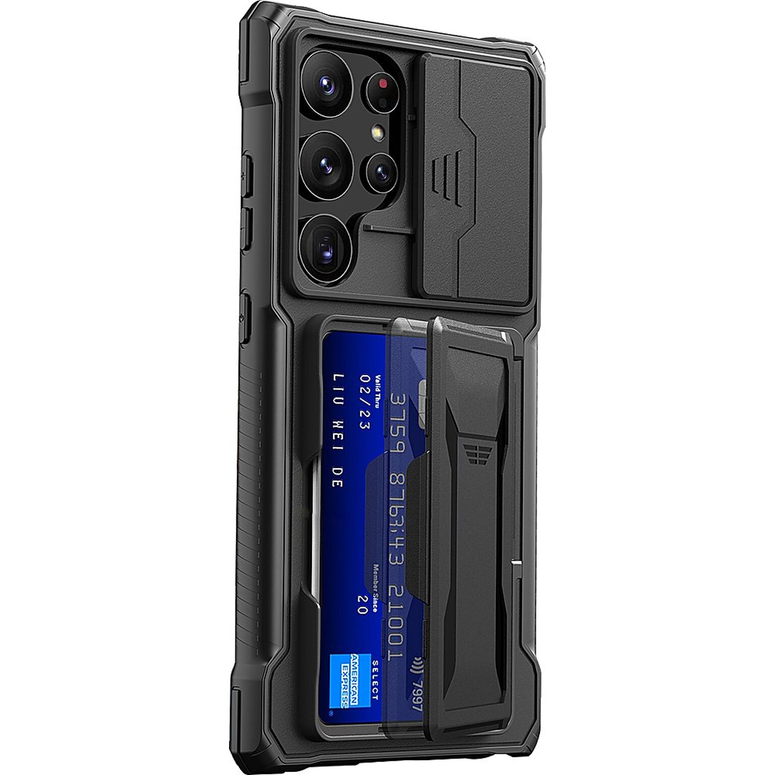 SaharaCase ArmorElite Wallet for Samsung Galaxy S24 Ultra, Shock Absorbing, Scorpion Black (CP00550)