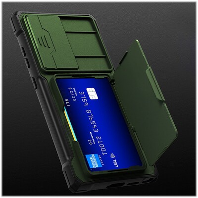 SaharaCase ArmorElite Wallet for Samsung Galaxy S24 Ultra, Shock Absorbing, Military Green (CP00551)
