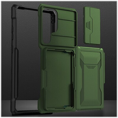 SaharaCase ArmorElite Wallet for Samsung Galaxy S24 Ultra, Shock Absorbing, Military Green (CP00551)