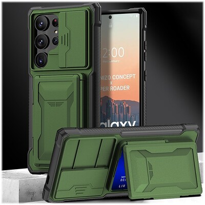 SaharaCase ArmorElite Wallet for Samsung Galaxy S24 Ultra, Shock Absorbing, Military Green (CP00551)