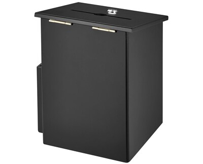 AdirOffice Black Square Wood Comment Suggestion Box with Lock and Pen (ADI632-01-BLK)
