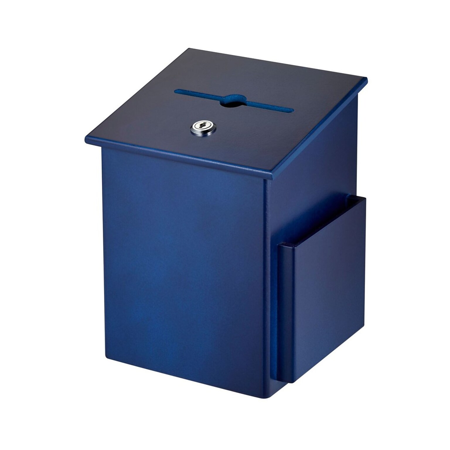 AdirOffice Square Wood Comment Suggestion Box With Lock and Pen, Blue (ADI632-01-BLU)