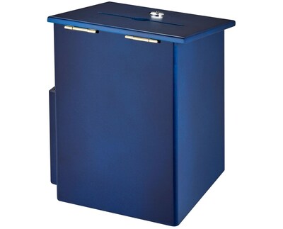 AdirOffice Square Wood Comment Suggestion Box With Lock and Pen, Blue (ADI632-01-BLU)