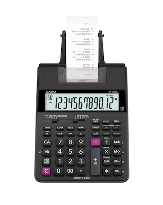 Casio HR-170RC 12-Digit Desktop Printing Calculator, Black