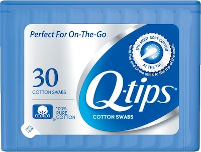 Q-tips Cotton Swabs Travel Pack, 30 Count, 36/Carton  (22127)